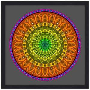 Colourful Mandala Wooden Framed Poster #0002